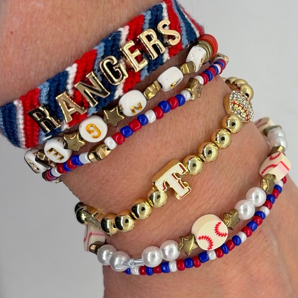 Texas Rangers MLB Beaded Stretch Bracelet Set of 6